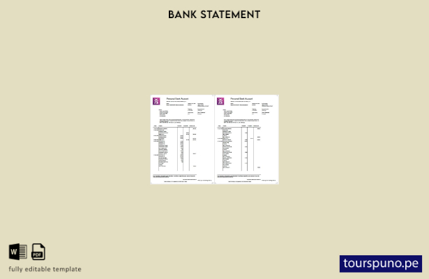 Plantilla de páginas de extracto de cuenta en Word de Ireland Allied Irish Banks